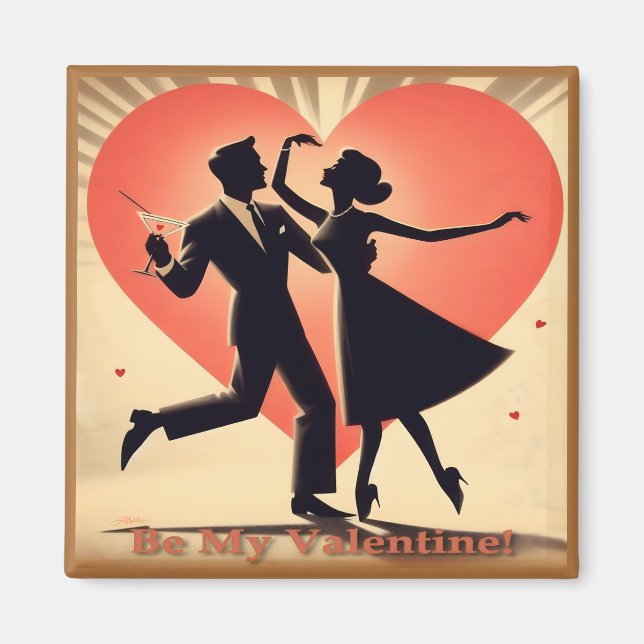 Mid Century Modern Valentine Dancing Couple  Magnet (Front)