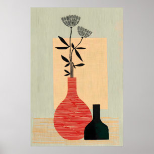 Mid Century Modern Vase Wall Art Print, Minimalist