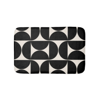 Mid Century Modern Vintage Pattern Black And White Bath Mat