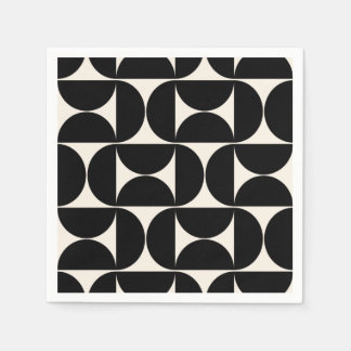 Mid Century Modern Vintage Pattern Black And White Napkin
