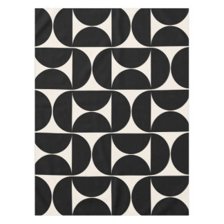 Mid Century Modern Vintage Pattern Black And White Tablecloth