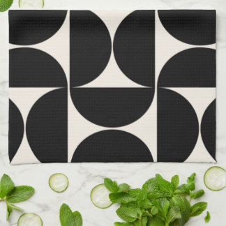 Mid Century Modern Vintage Pattern Black And White Tea Towel