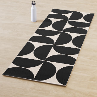 Mid Century Modern Vintage Pattern Black And White Yoga Mat