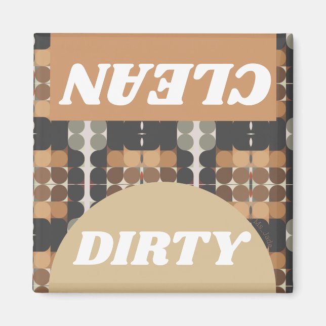 Mid Century Modern Vintage Wash Dry Dishwasher Magnet (Front)