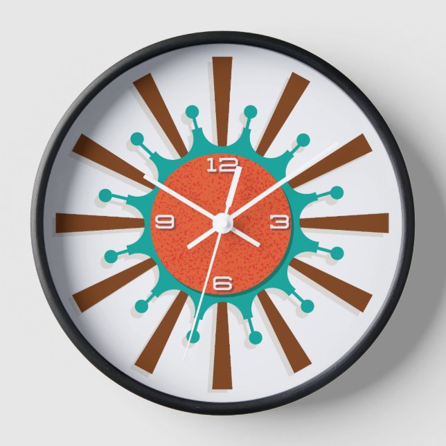 Mid-Century Modern Wall Clock - Graphic Spokes (Front)