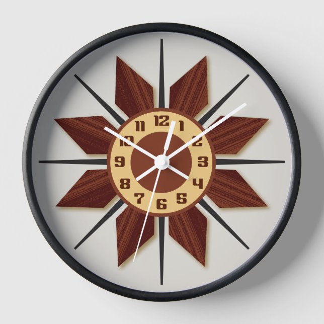 Mid-Century Modern Wall Clock "Wood-Look" texture (Front)