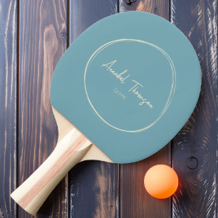 Mid-Century Modern Warm Aqua Afternoon with Name  Ping Pong Paddle