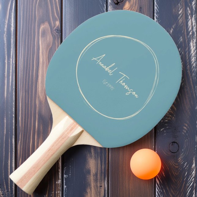 Mid-Century Modern Warm Aqua Afternoon with Name  Ping Pong Paddle (Creator Uploaded)