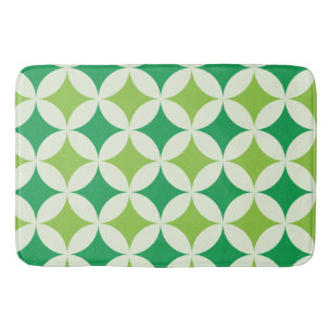 Mid Century modern White Green Starbursts Circles  Bath Mat