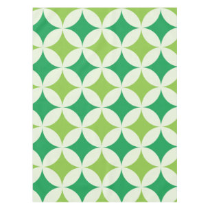Mid Century modern White Green Starbursts Circles Tablecloth