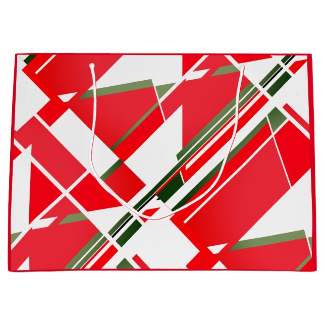 Mid-Century Modern White Red with Green Elements Large Gift Bag (Front)