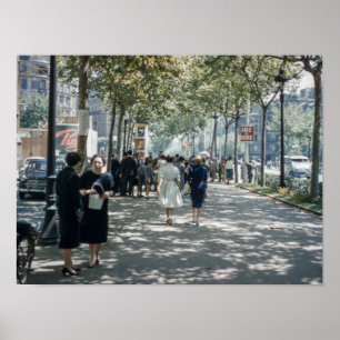 Mid Century Modern Women Paris Street fashion Poster