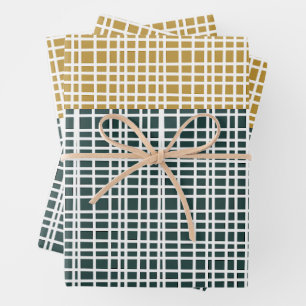 Mid Century Modern Woven Colour Block Pattern  Wrapping Paper Sheet