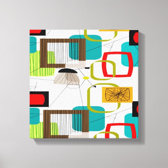 Mid Century Modern Wrapped Canvas Abstract #16 (Front)