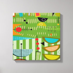 Mid Century Modern Wrapped Canvas Abstract #18