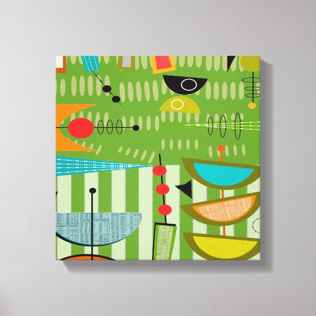 Mid Century Modern Wrapped Canvas Abstract #18 (Front)