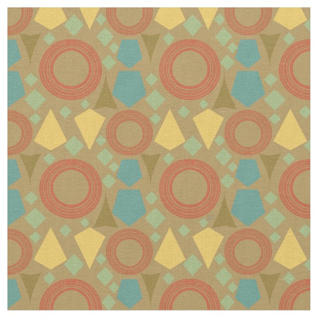 Mid Century Modern Yellow Geometric Fabric (Close Up)