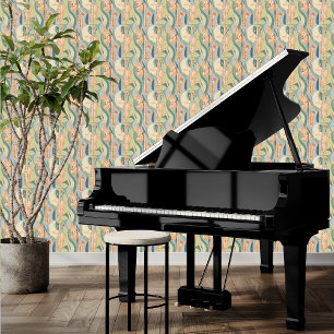 Mid-century Musical Instruments DIY Peel and Stick Wallpaper