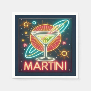 Mid Century Neon Martini Sign Napkin