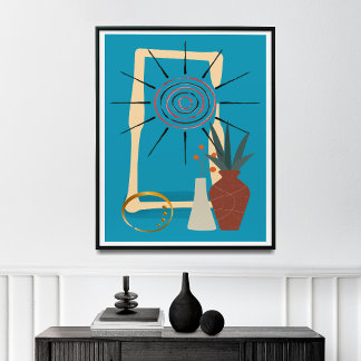 Mid-Century Neutral Modern Home Decor,  Poster