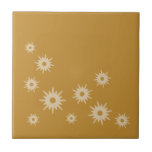 Mid-Century Ochre Gold Starburst Design Tile<br><div class="desc">Mid-century modern inspired design featuring vintage retro starbursts in an organic design on an ochre gold background. Simple,  clean trendy design.</div>