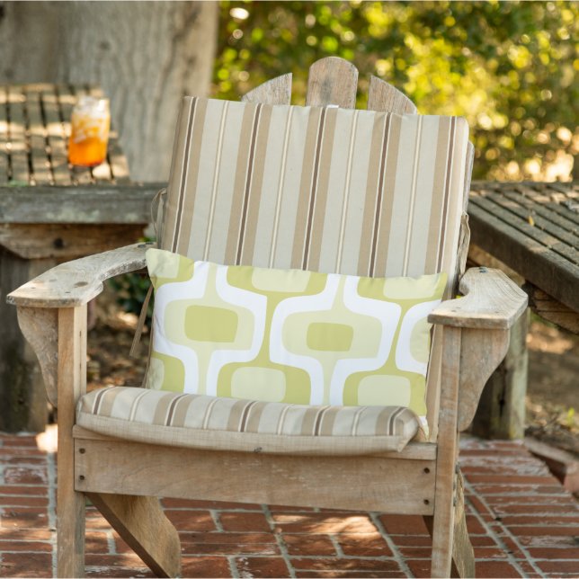 Mid-Century Olive Connected Box Retro Pattern Outdoor Cushion (Chair)