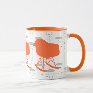 Mid-Century Orange Grey Pattern Chair Silhouette Mug