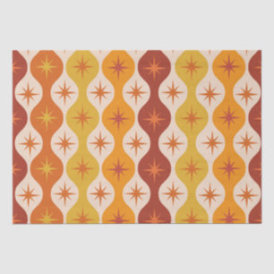 Mid Century Orange Starbursts on Ogee Pattern Tissue Paper