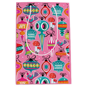Mid-Century Ornaments Christmas Wrapping Paper Medium Gift Bag
