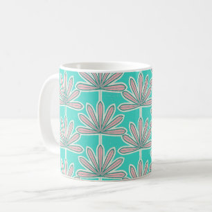 Mid Century Palm leaf blue Coffee Mug