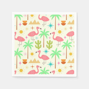 Mid Century Palm Springs Flamingo with Trees Napkin