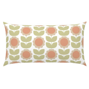  Mid-Century Pastel Pink Retro Floral Pattern Pillowcase