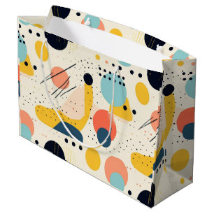 Mid-Century Pattern. Colourful Abstract Shapes  Large Gift Bag