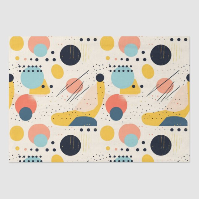 Mid-Century Pattern. Colourful Abstract Shapes  Tissue Paper (Front)