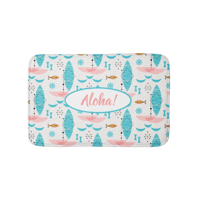 Mid Century Pink Catamaran Bath Mat (Front)