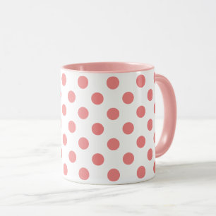 Mid-Century Polka Dots Pink on White  Mug