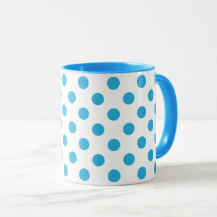 Mid-Century Polka Dots Turquoise on White  Mug