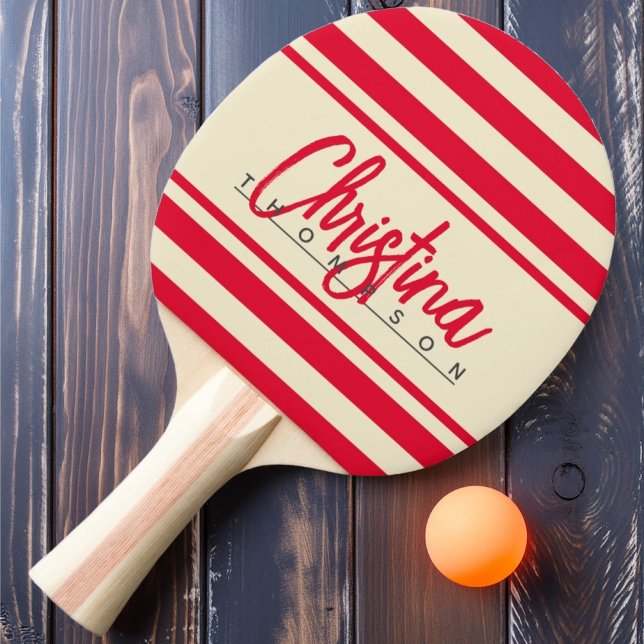 Mid-Century Polo Banner Cherry Picking Pink Name Ping Pong Paddle (Creator Uploaded)