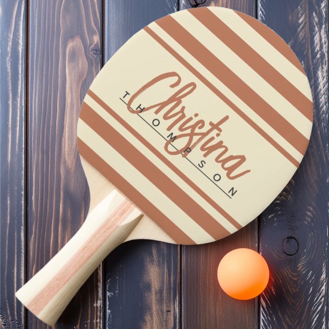 Mid-Century Polo Banner Pale Rose Painted Name Ping Pong Paddle (Creator Uploaded)
