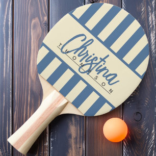 Mid-Century Polo Candy Striping Banner Capri Blue Ping Pong Paddle