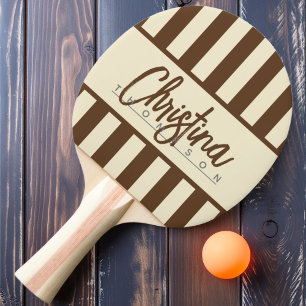 Mid-Century Polo Candy Striping Deep Forest Brown Ping Pong Paddle
