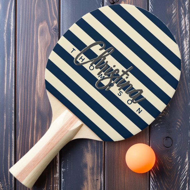 Mid-Century Polo Deep Sea Blue Painted Name  Ping Pong Paddle (Creator Uploaded)