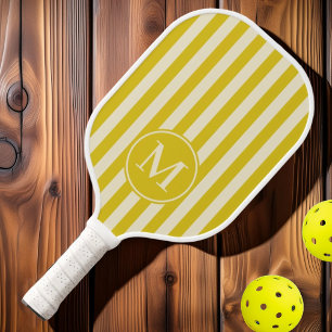 Mid-Century Polo Striping Burnt Lemon Monogram Pickleball Paddle