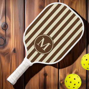 Mid-Century Polo Striping Deep Forest Monogram Pickleball Paddle