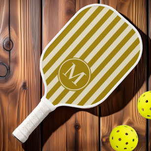 Mid-Century Polo Striping Desert Sage Monogram Pickleball Paddle