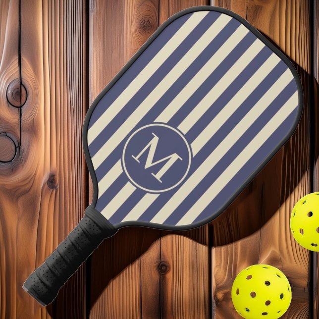 Mid-Century Polo Striping Lavender Breeze Monogram Pickleball Paddle (Creator Uploaded)