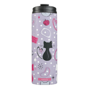 Mid Century Purple Heart Cats Thermal Tumbler