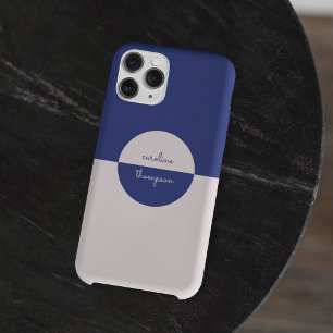 Mid Century Purple Pink & Script Monogram iPhone 13 Case