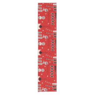 Mid-Century Red Abstract  Short Table Runner