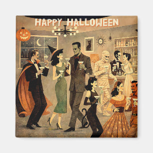 Mid Century Retro 40s Halloween Martini Party Magnet